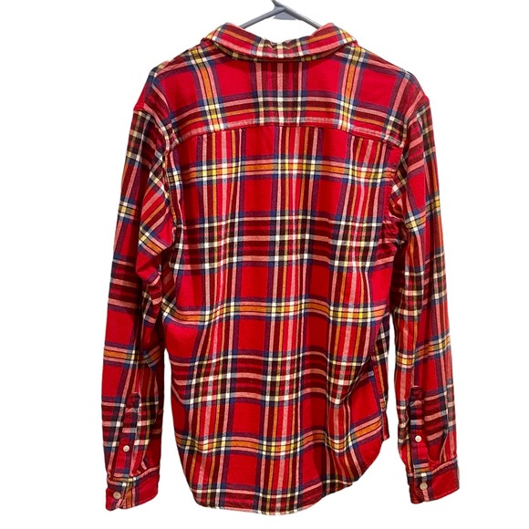 American Eagle Plaid Soft Flannel Shirt Button Up Mens Medium Red 611:S1403 - Picture 2 of 9